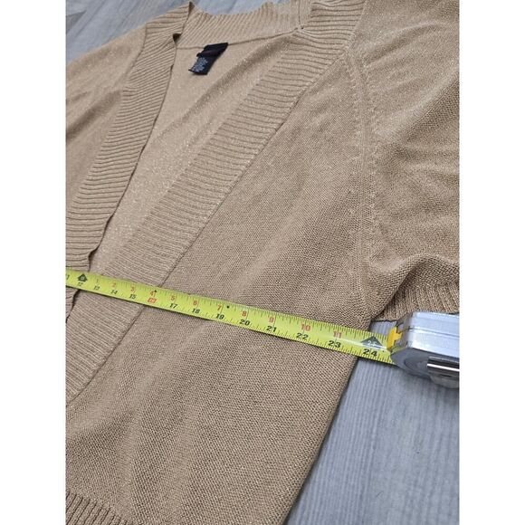 Torrid Gold Metallic Shrug Size 4X Plus Cropped Knit Cardigan Glam Holiday Layer - Picture 4 of 5